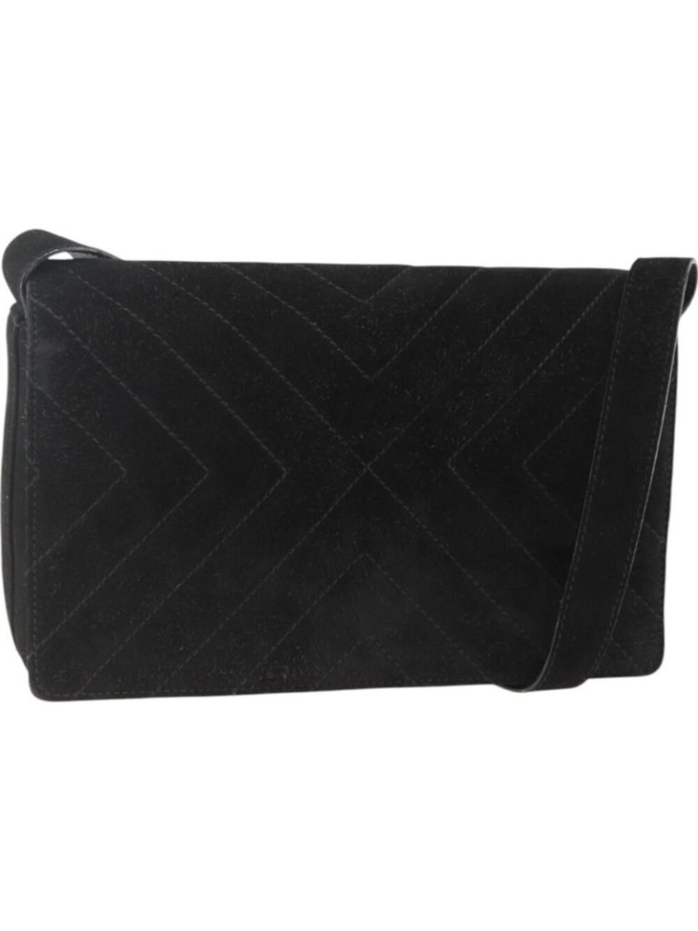 Salvatore Ferragamo Shoulder Bag Suede Black Gold